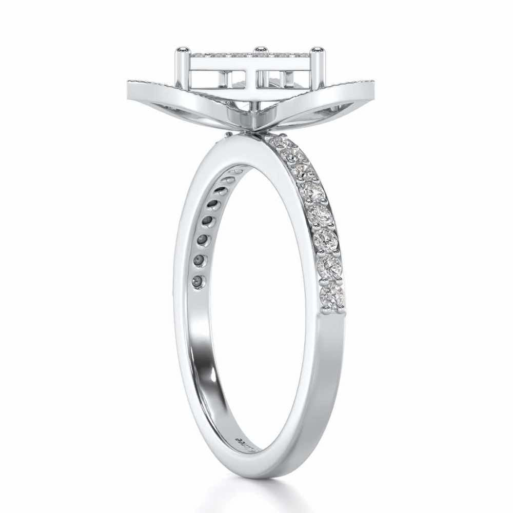 Trigona Flora Silver Ring - White Gold - Image 3