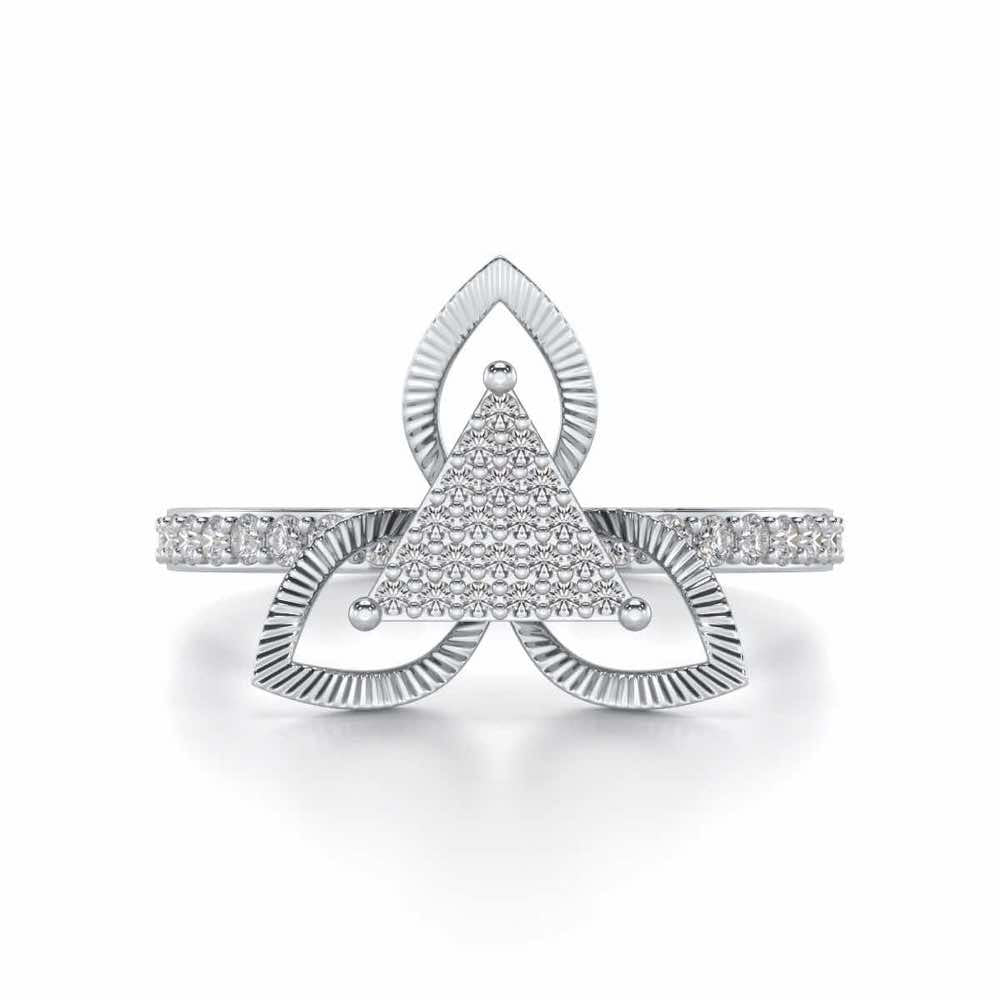 Trigona Flora Silver Ring - White Gold - Image 4