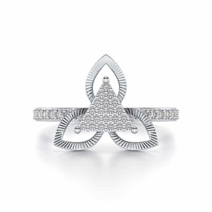Trigona Flora Silver Ring - White Gold - Image 4