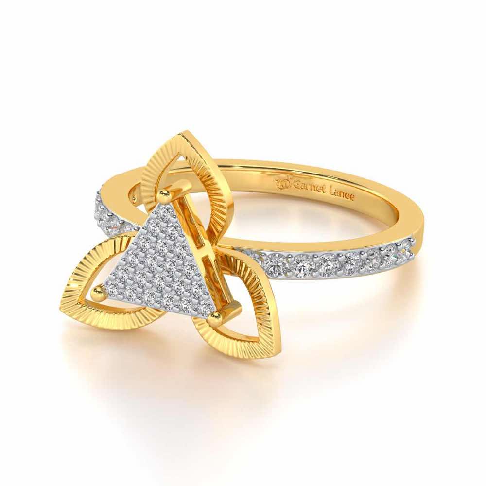 Trigona Flora Silver Ring - Yellow Gold - Image 2
