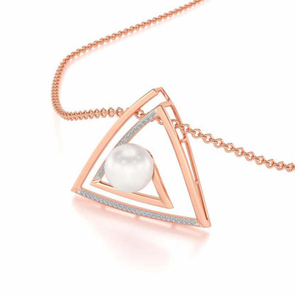 Trigoned Silver Pearl Pendant - Rose Gold - Image 1