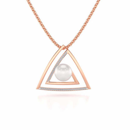 Trigoned Silver Pearl Pendant - Rose Gold - Image 2
