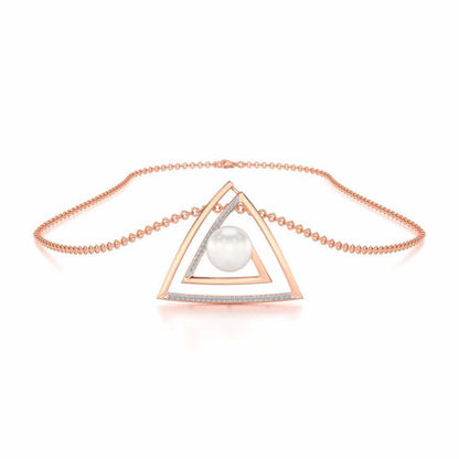 Trigoned Silver Pearl Pendant - Rose Gold - Image 3