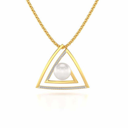 Trigoned Silver Pearl Pendant - Yellow Gold - Image 2