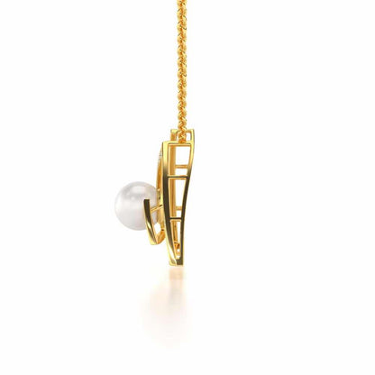 Trigoned Silver Pearl Pendant - Yellow Gold - Image 4