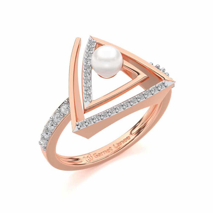 Trigoned Silver Pearl Ring - Rose Gold - Image 1