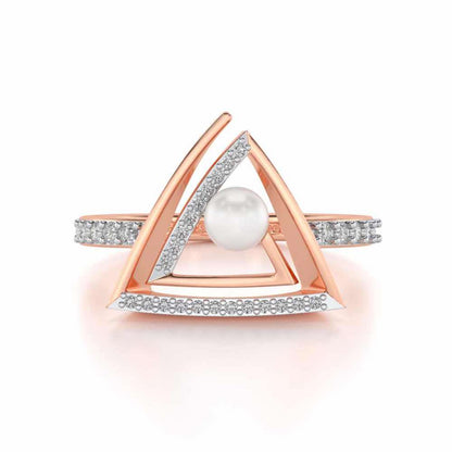 Trigoned Silver Pearl Ring - Rose Gold - Image 4