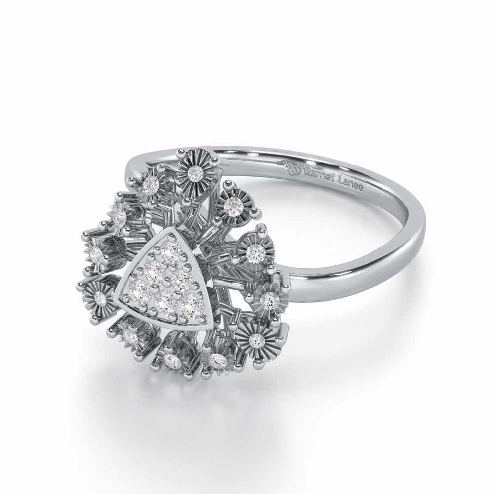 Trillium Silver Ring - White Gold - Image 2