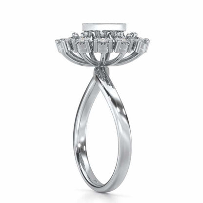 Trillium Silver Ring - White Gold - Image 3