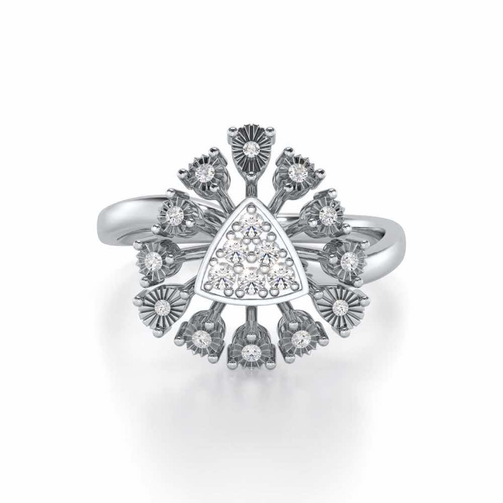 Trillium Silver Ring - White Gold - Image 4