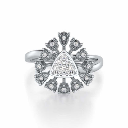 Trillium Silver Ring - White Gold - Image 4