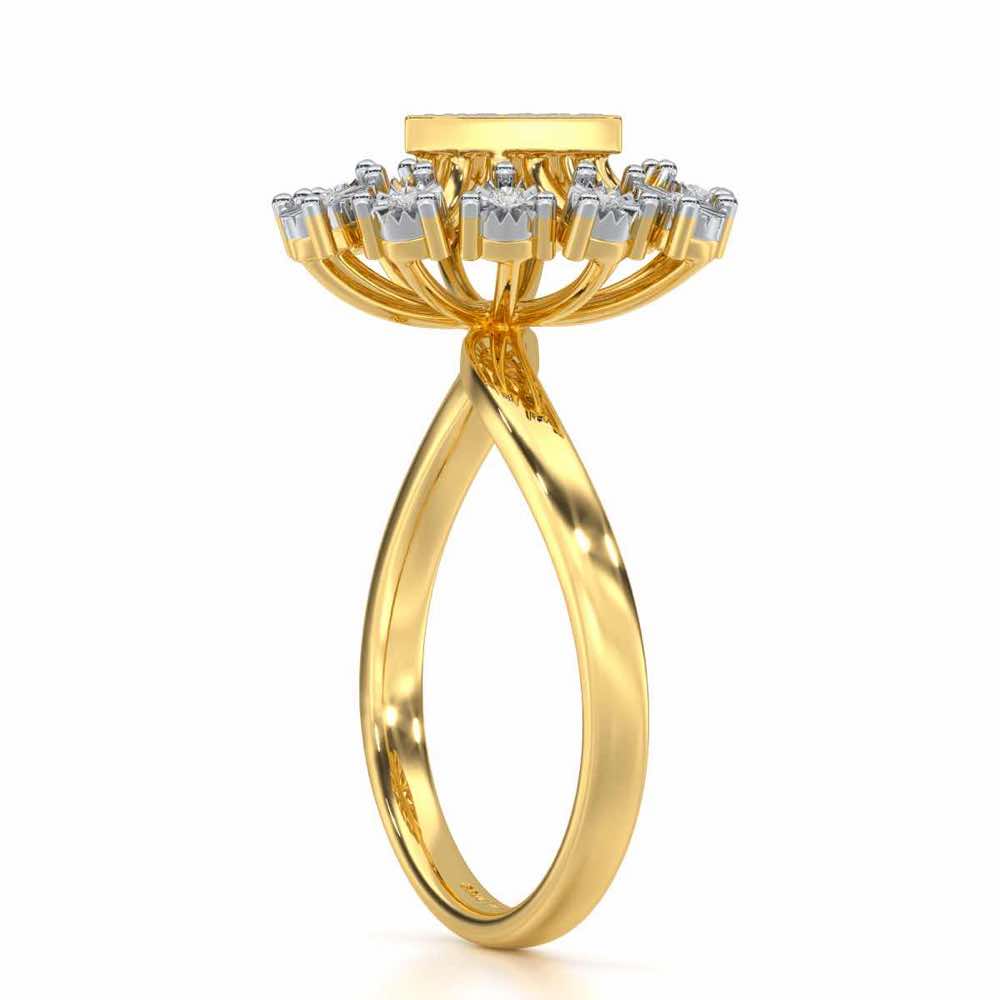 Trillium Silver Ring - Yellow Gold - Image 3