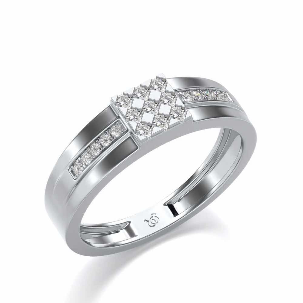Trine Star Silver Ring For Men - White Gold - Image 1