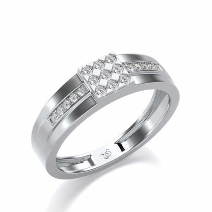 Trine Star Silver Ring For Men - White Gold - Image 1