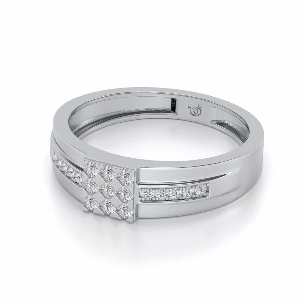 Trine Star Silver Ring For Men - White Gold - Image 2