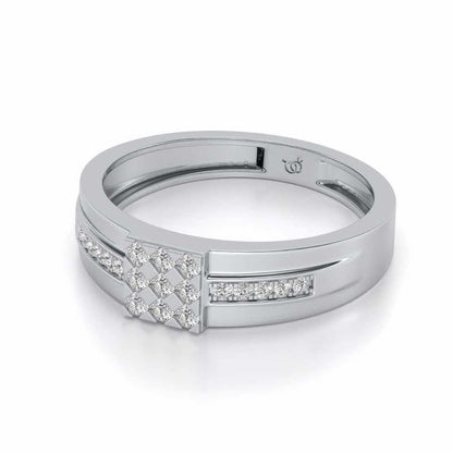 Trine Star Silver Ring For Men - White Gold - Image 2