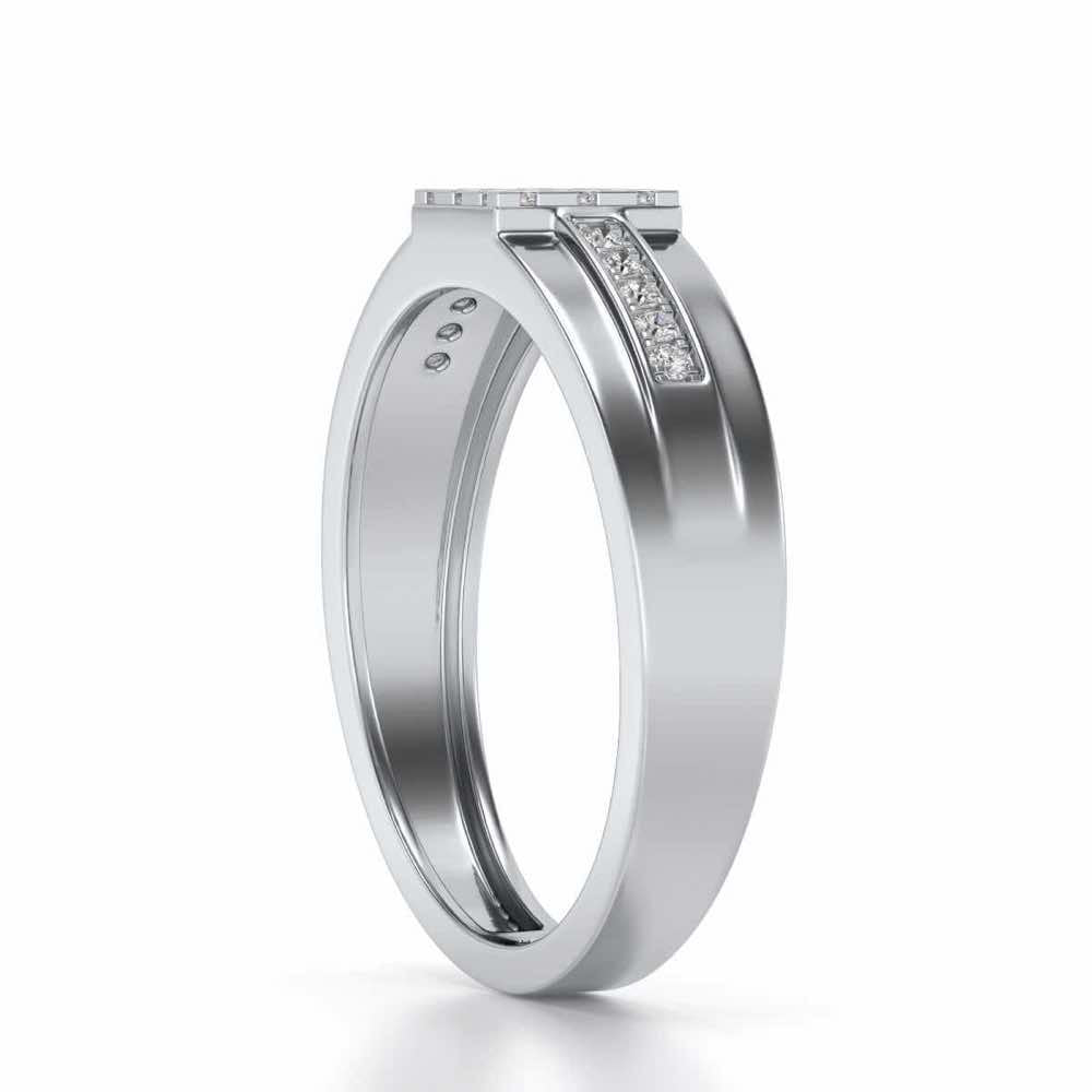 Trine Star Silver Ring For Men - White Gold - Image 3
