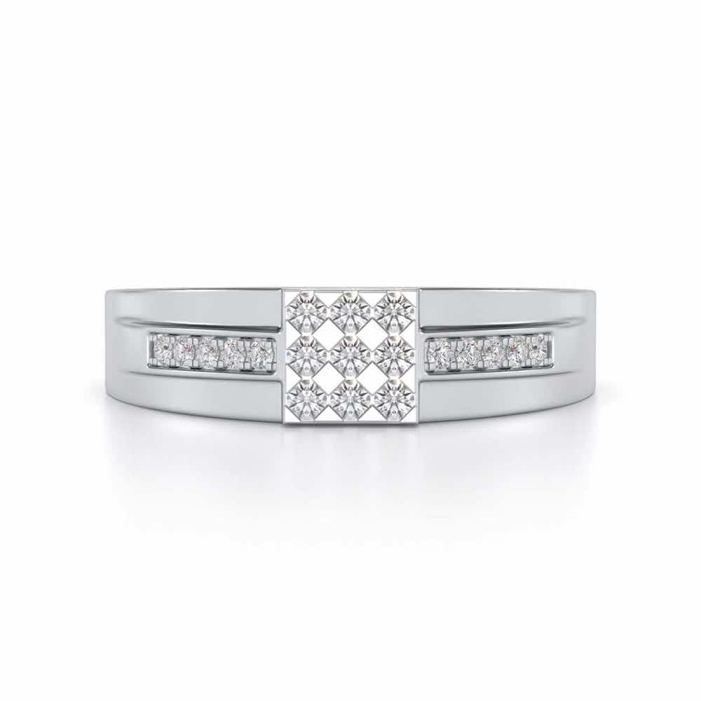 Trine Star Silver Ring For Men - White Gold - Image 4