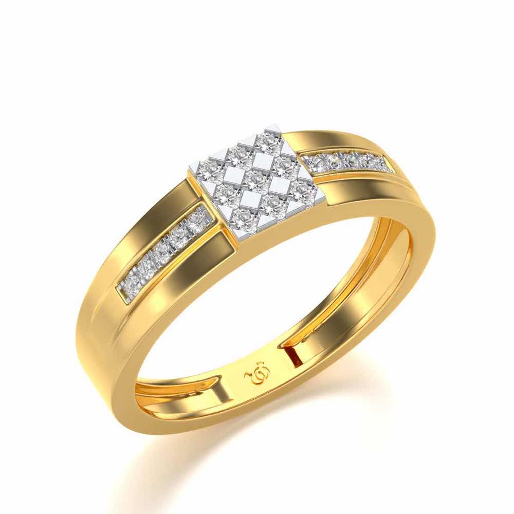 Trine Star Silver Ring For Men - Yellow Gold - Image 1