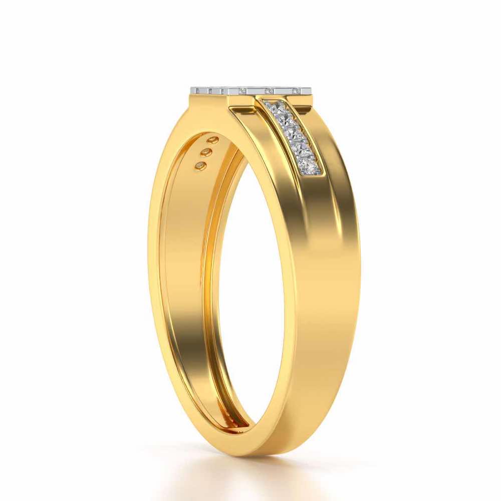 Trine Star Silver Ring For Men - Yellow Gold - Image 3