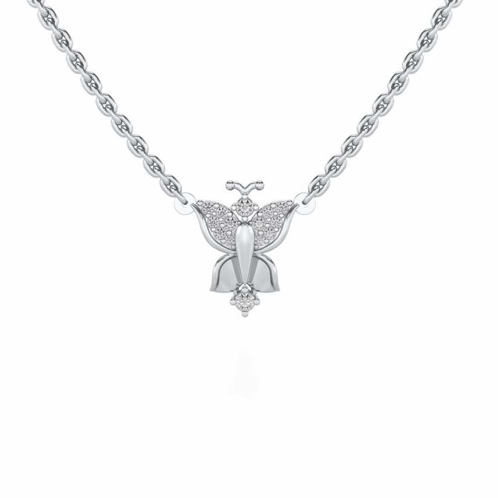 Trinket Butterfly Silver Pendant - White Gold - Image 1