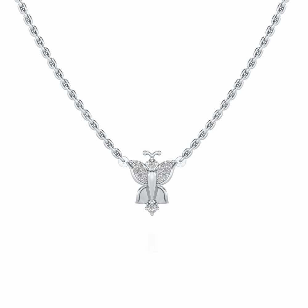 Trinket Butterfly Silver Pendant - White Gold - Image 2