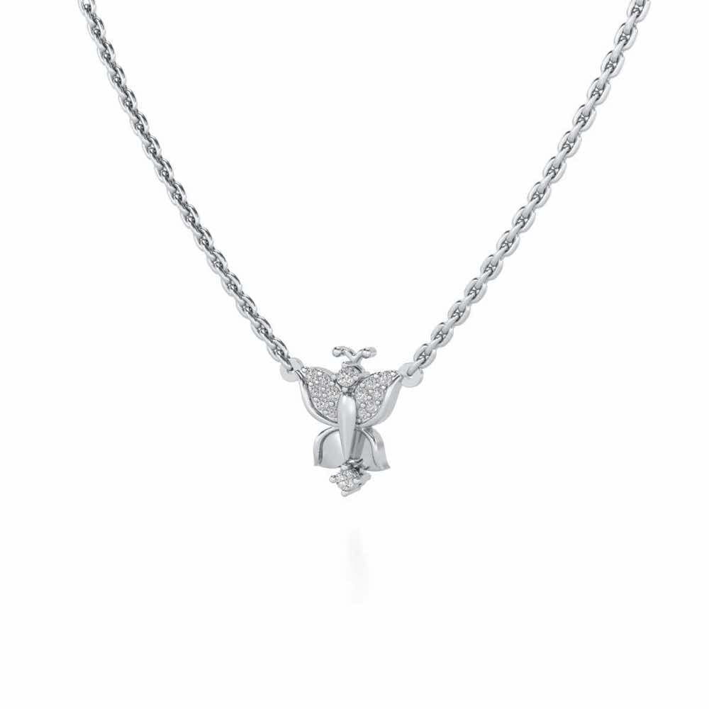 Trinket Butterfly Silver Pendant - White Gold - Image 3