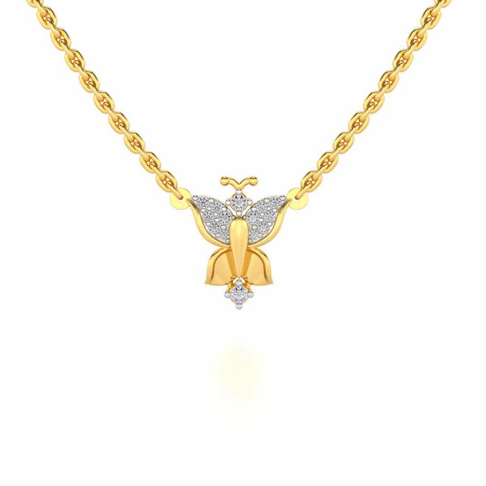 Trinket Butterfly Silver Pendant - Yellow Gold - Image 1