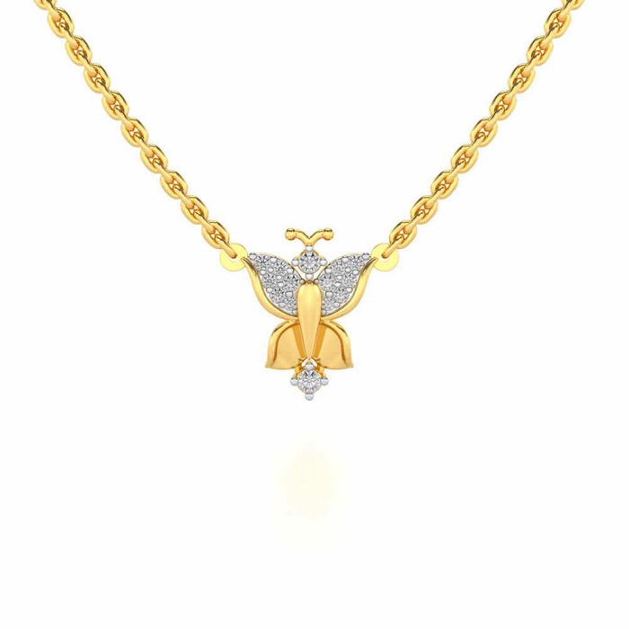 Trinket Butterfly Silver Pendant - Yellow Gold - Image 1