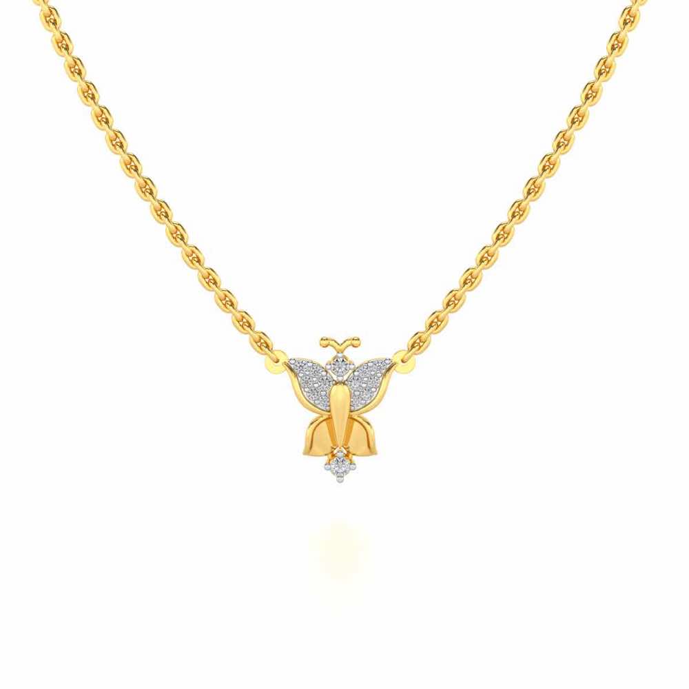 Trinket Butterfly Silver Pendant - Yellow Gold - Image 2