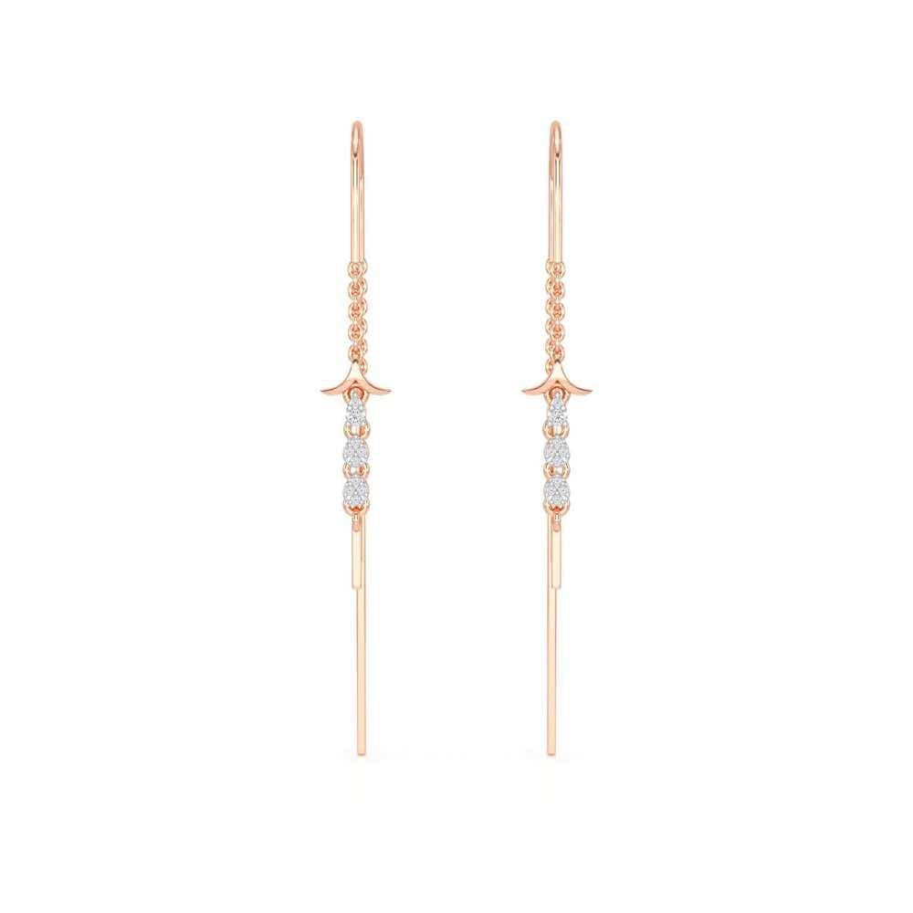 Trio-Drops Silver Dangler Earrings - Rose Gold - Image 1