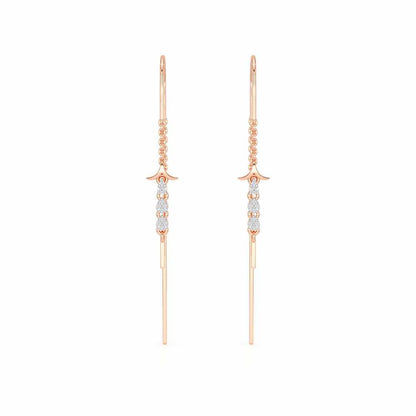 Trio-Drops Silver Dangler Earrings - Rose Gold - Image 1