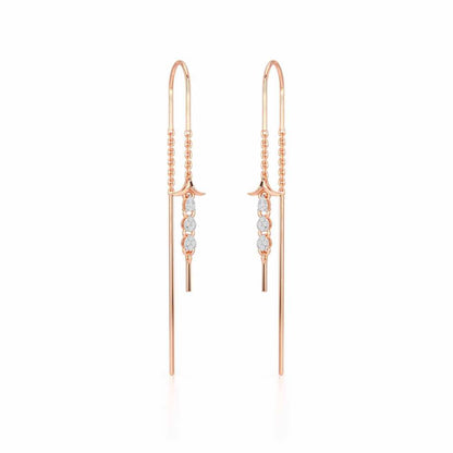 Trio-Drops Silver Dangler Earrings - Rose Gold - Image 2
