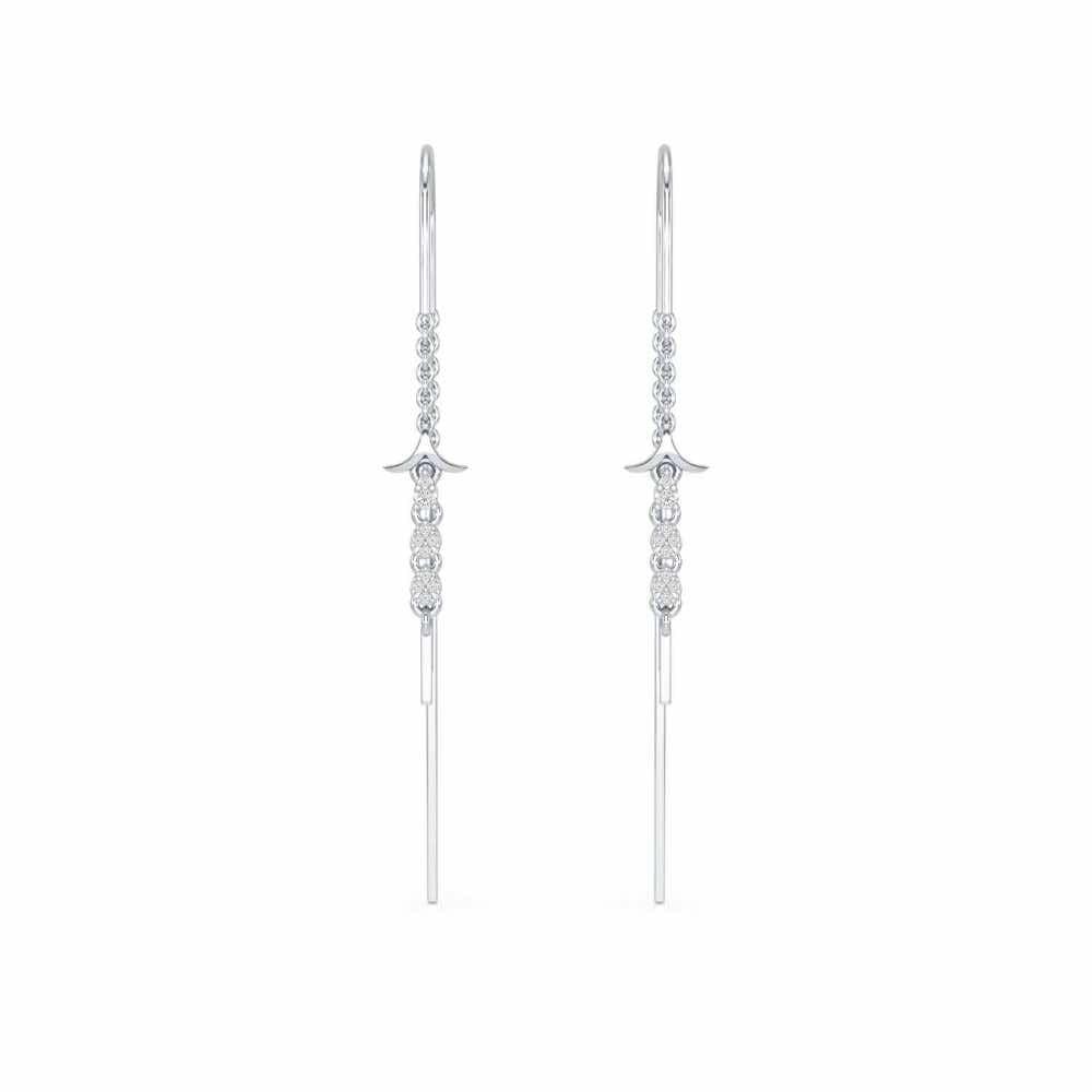 Trio-Drops Silver Dangler Earrings - White Gold - Image 1