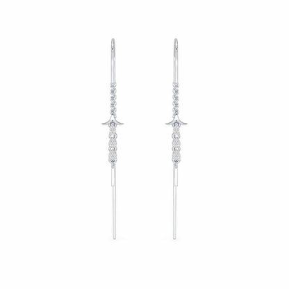 Trio-Drops Silver Dangler Earrings - White Gold - Image 1