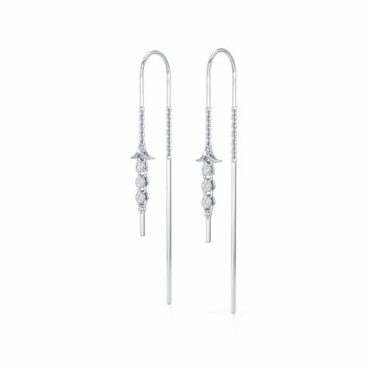 Trio-Drops Silver Dangler Earrings - White Gold - Image 3