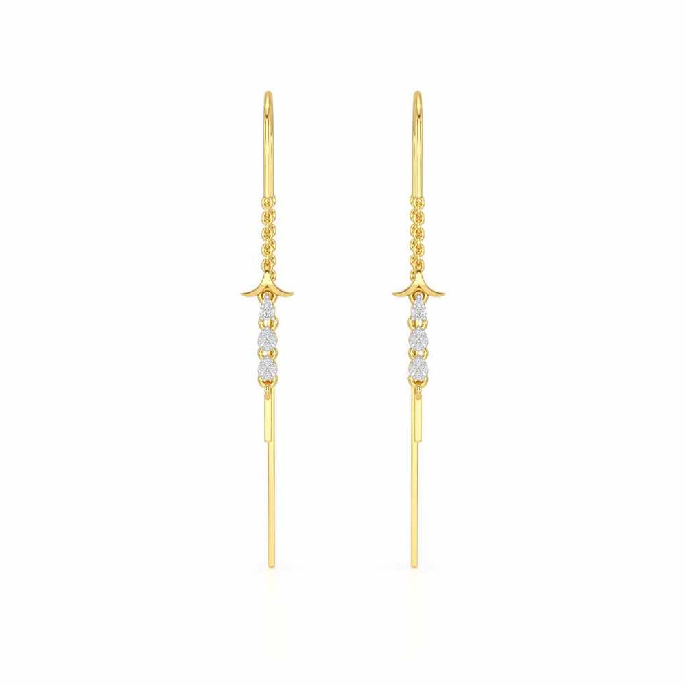 Trio-Drops Silver Dangler Earrings - Yellow Gold - Image 1