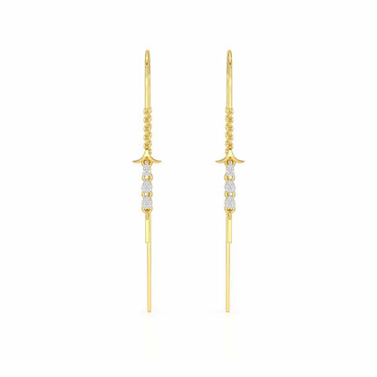 Trio-Drops Silver Dangler Earrings - Yellow Gold - Image 1