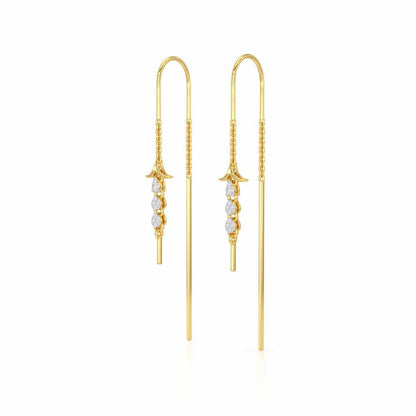 Trio-Drops Silver Dangler Earrings - Yellow Gold - Image 3