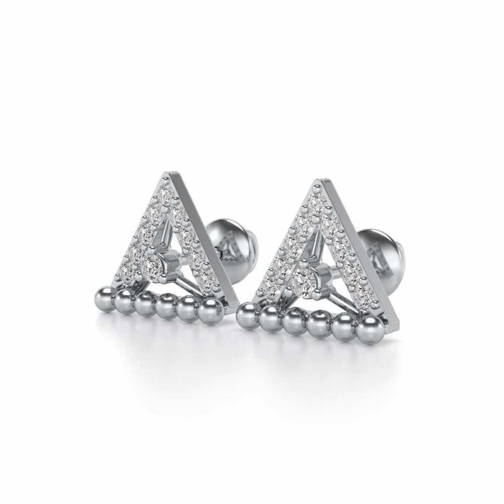 Triogona Silver Earrings - White Gold - Image 3