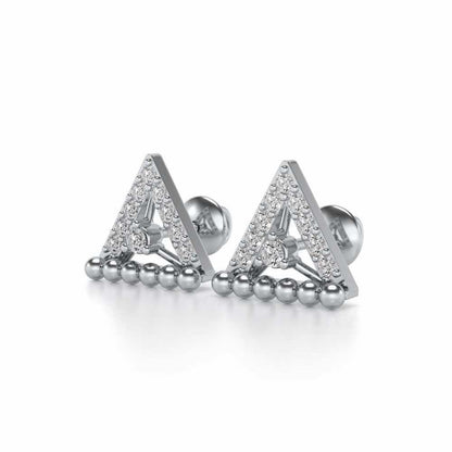 Triogona Silver Earrings - White Gold - Image 3