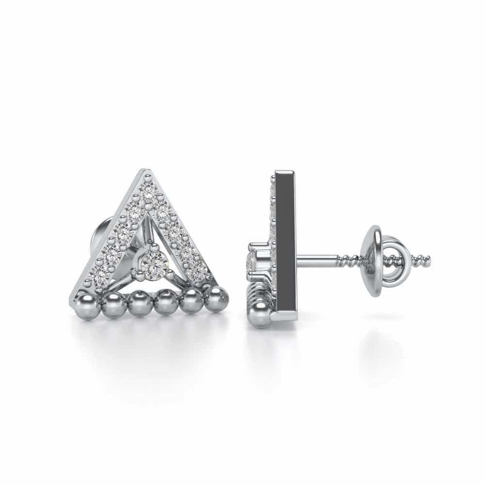 Triogona Silver Earrings - White Gold - Image 4
