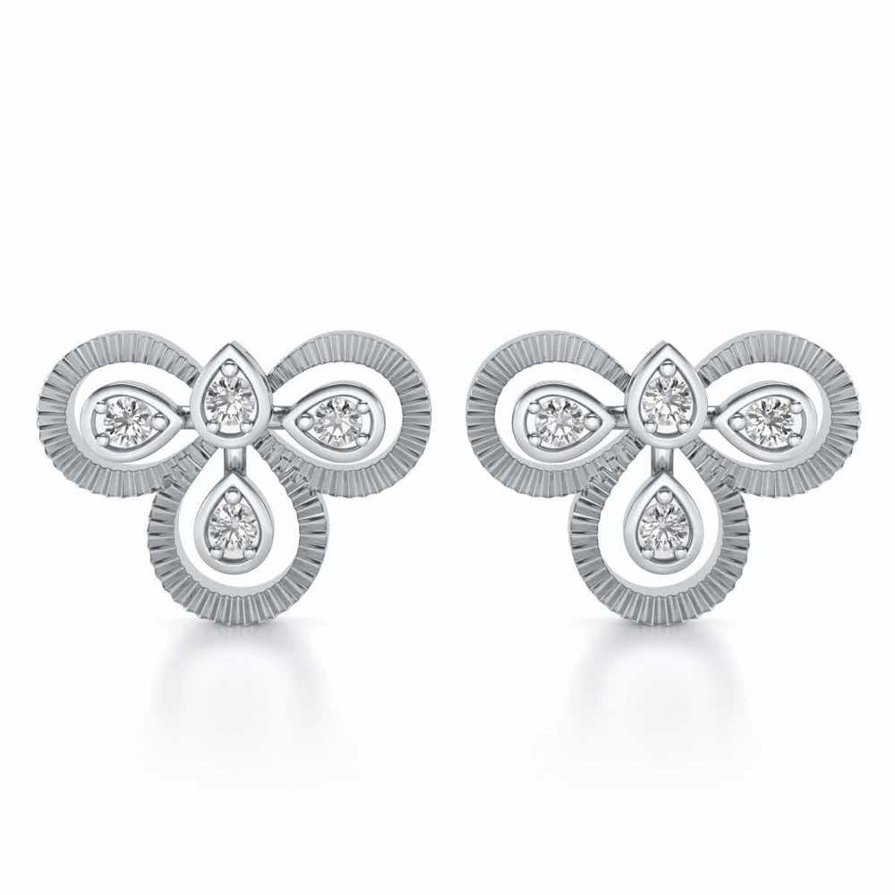 Triskeled Silver Earrings - White Gold - Image 1