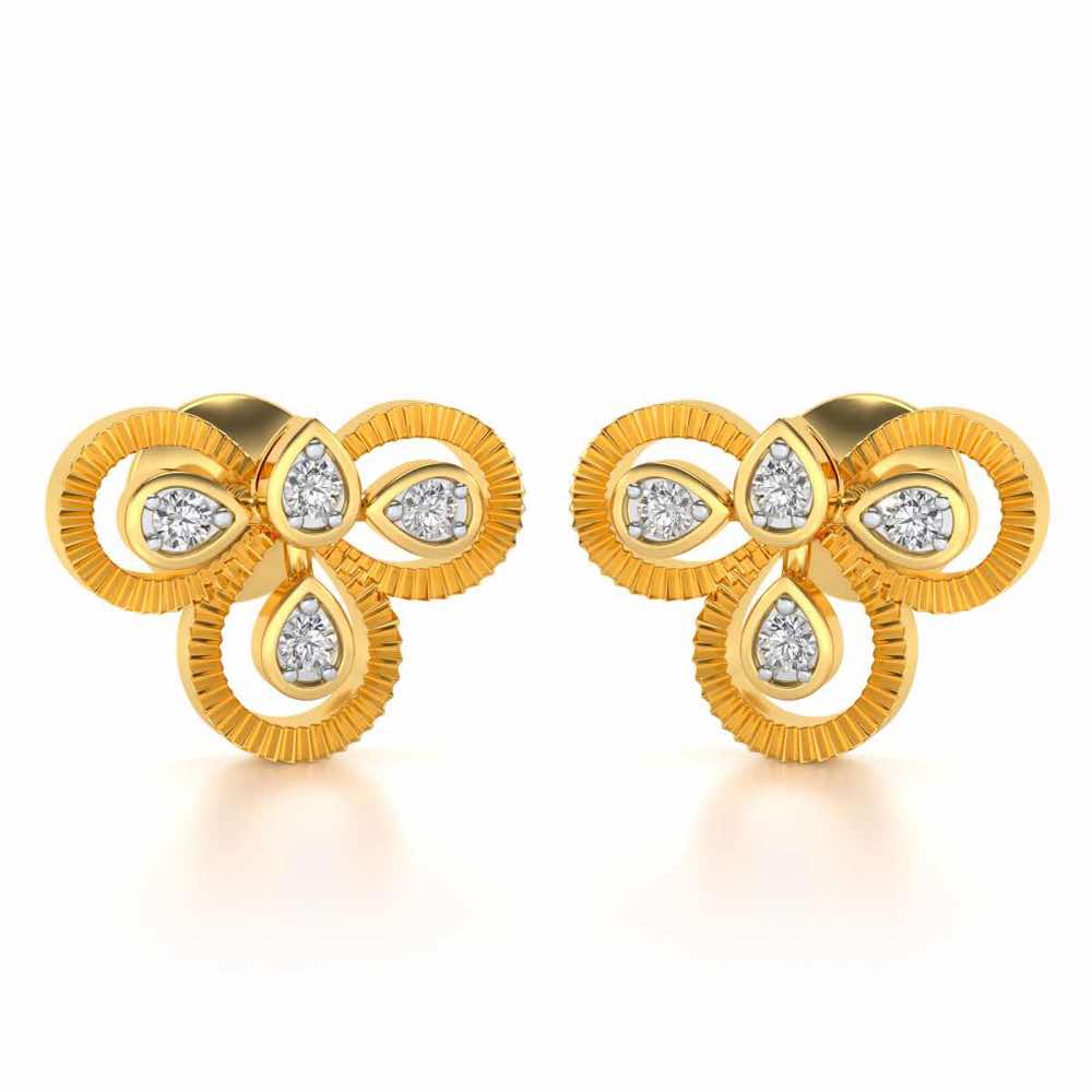 Triskeled Silver Earrings - Yellow Gold - Image 2
