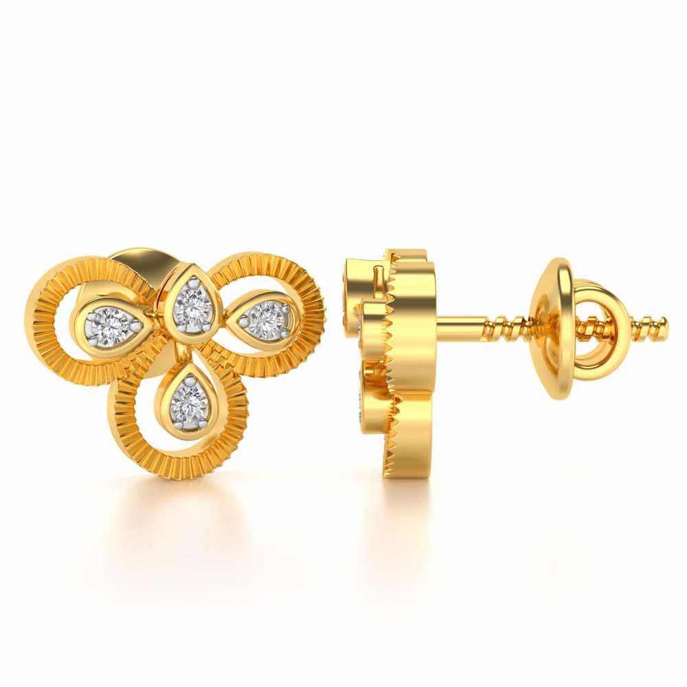 Triskeled Silver Earrings - Yellow Gold - Image 4