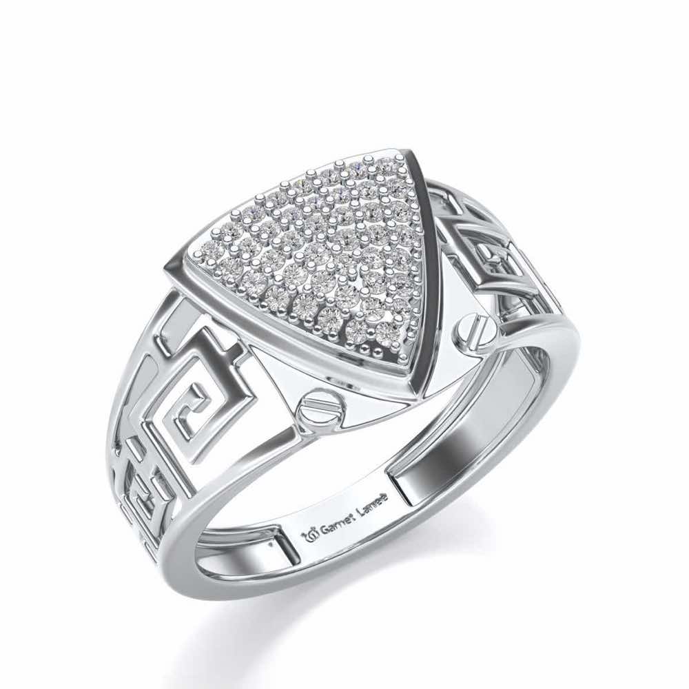 Triyambh Silver Ring For Men - White Gold - Image 1