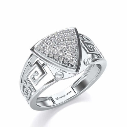 Triyambh Silver Ring For Men - White Gold - Image 1