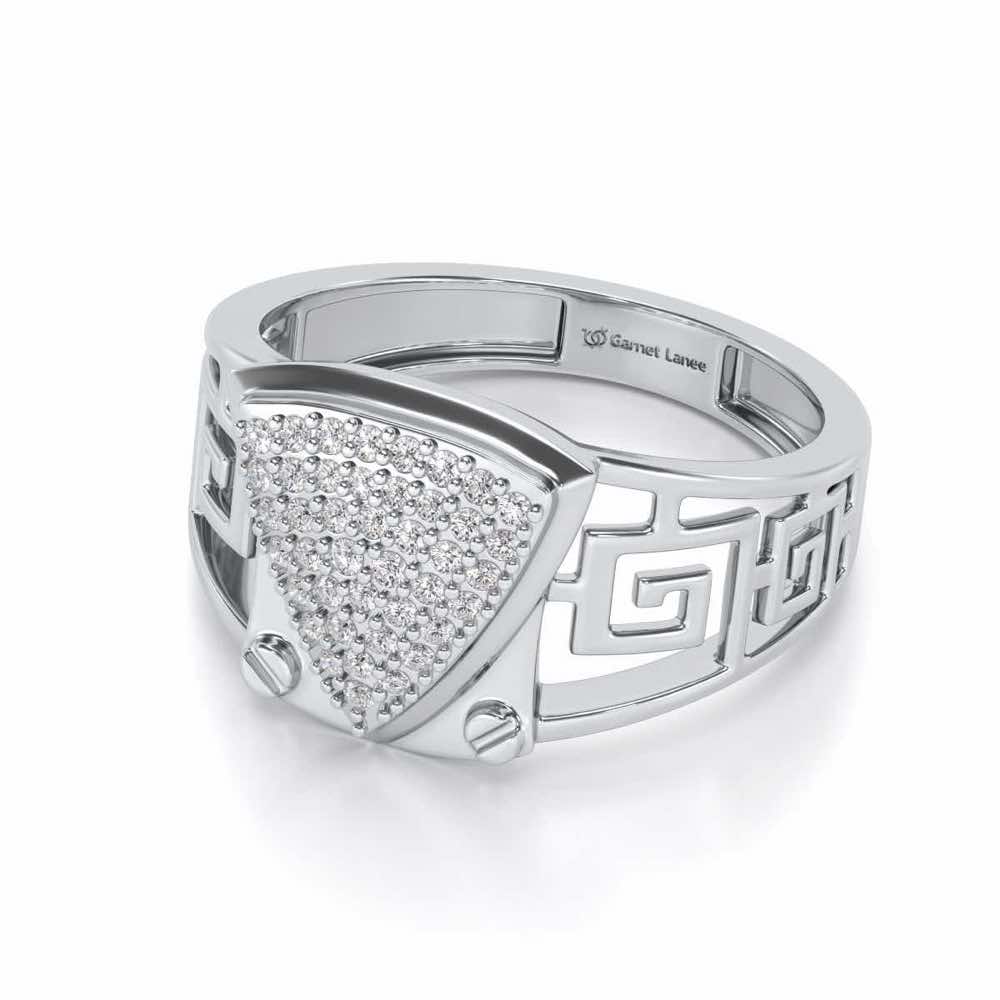 Triyambh Silver Ring For Men - White Gold - Image 2