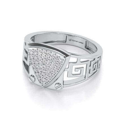 Triyambh Silver Ring For Men - White Gold - Image 2