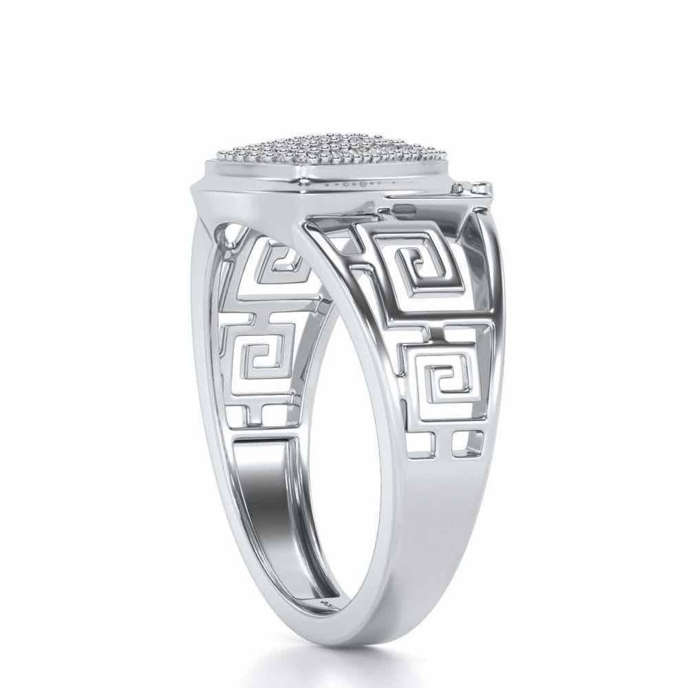 Triyambh Silver Ring For Men - White Gold - Image 3